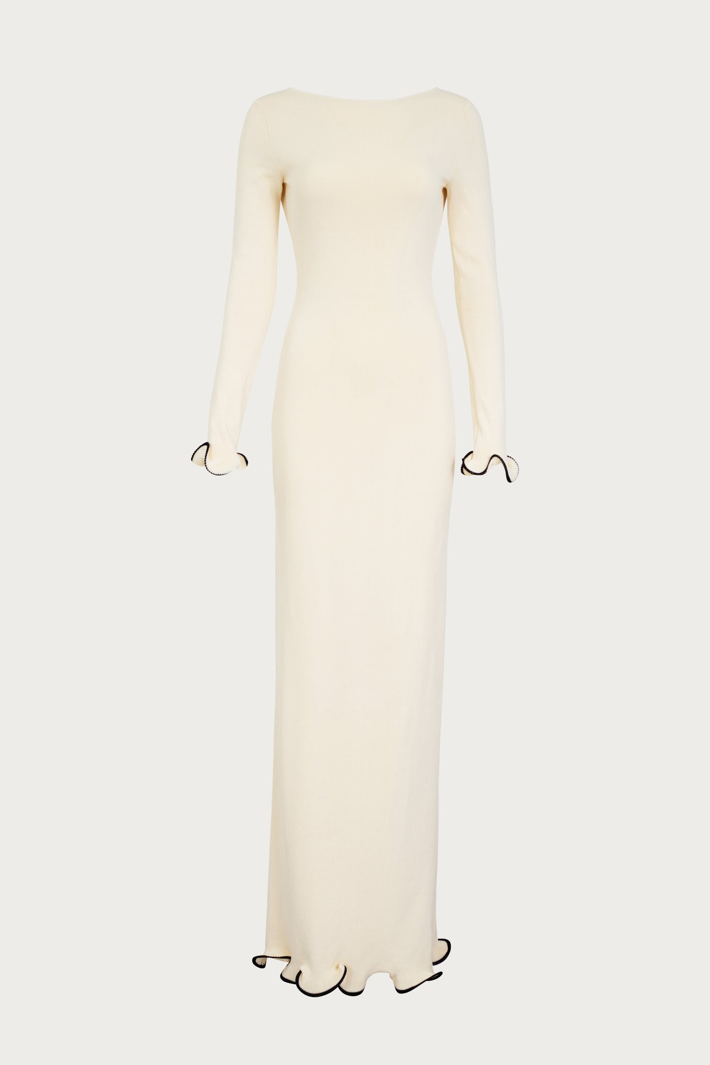 Ruffle Hem Maxi Dress (Cream/Black) - Celestial Couture