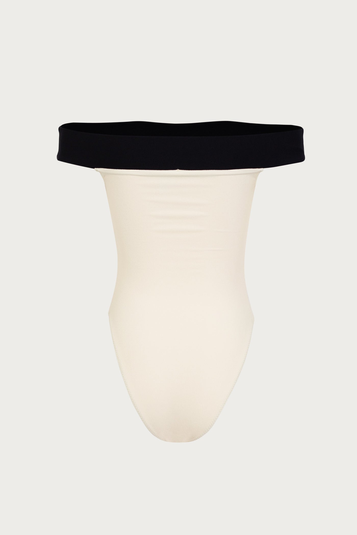 Off Shoulder One Piece (Faux Suede Cream/Black) - Celestial Couture