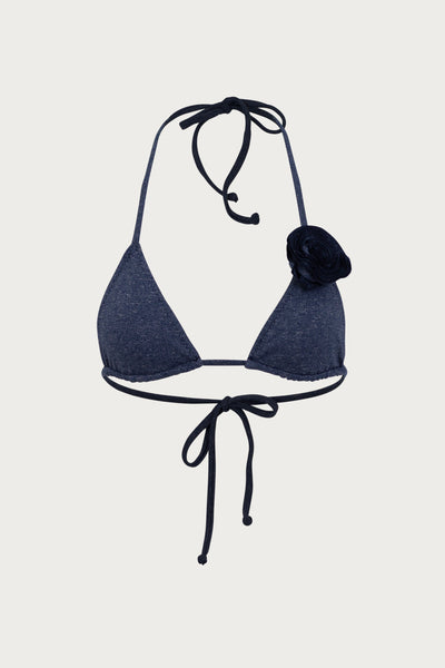 Rosette Triangle Top (Dark Denim) - Celestial Couture