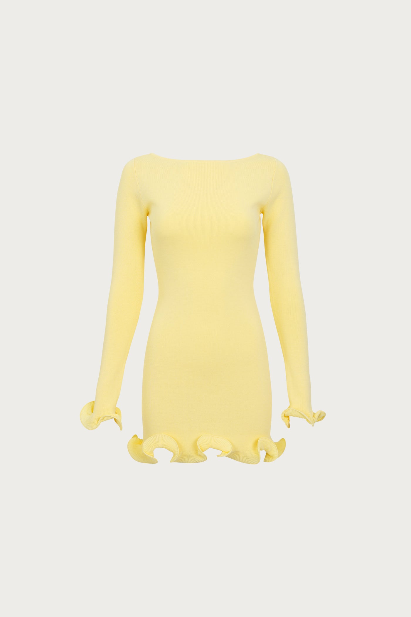 Ruffle Hem Mini Dress (Butter Yellow) - Celestial Couture