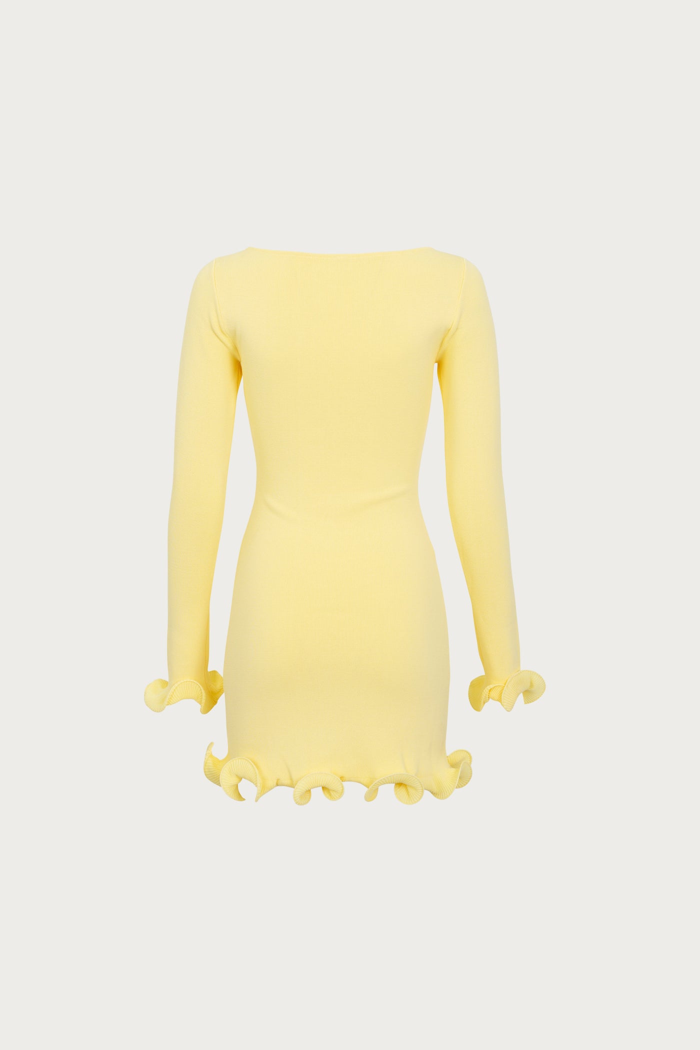 Ruffle Hem Mini Dress (Butter Yellow) - Celestial Couture