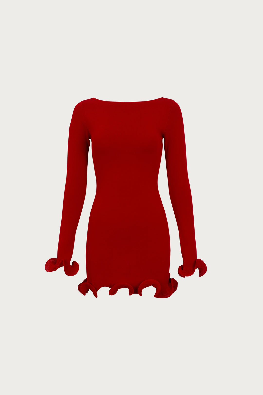 Ruffle Hem Mini Dress (Red) - Celestial Couture