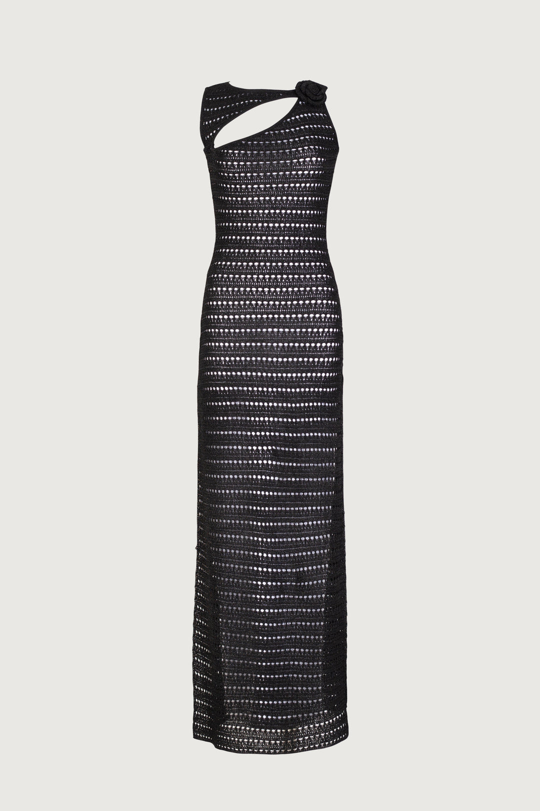 Rosette Sleeveless Crochet Dress (Black) - Celestia Couture