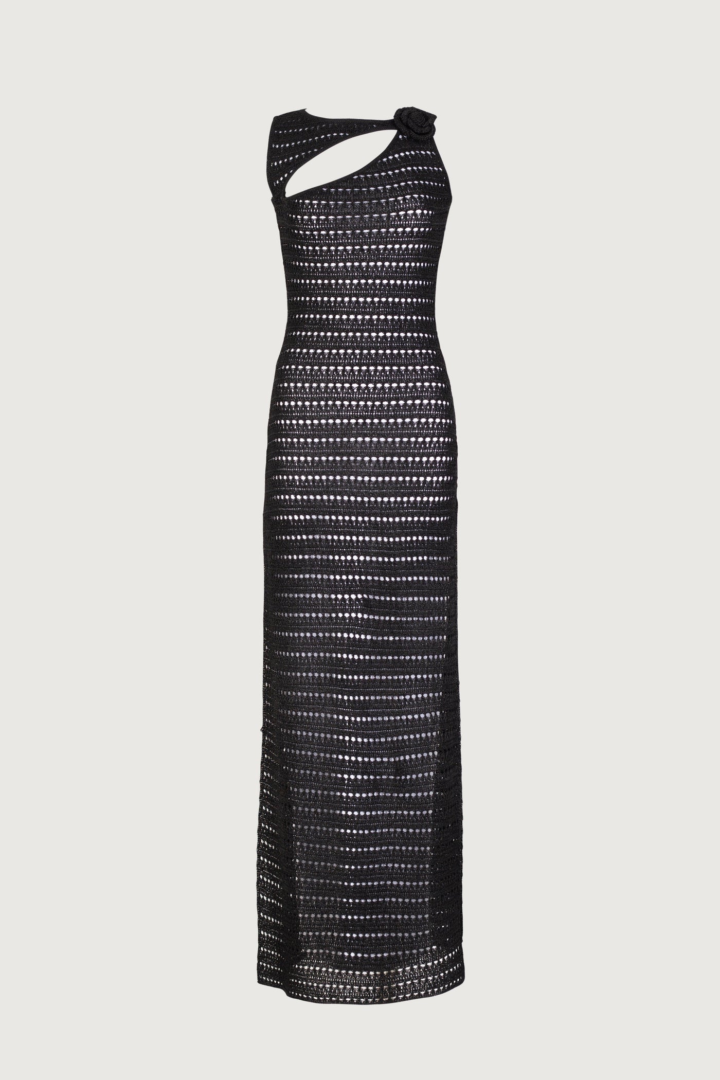 Rosette Sleeveless Crochet Dress (Black) - Celestial Couture