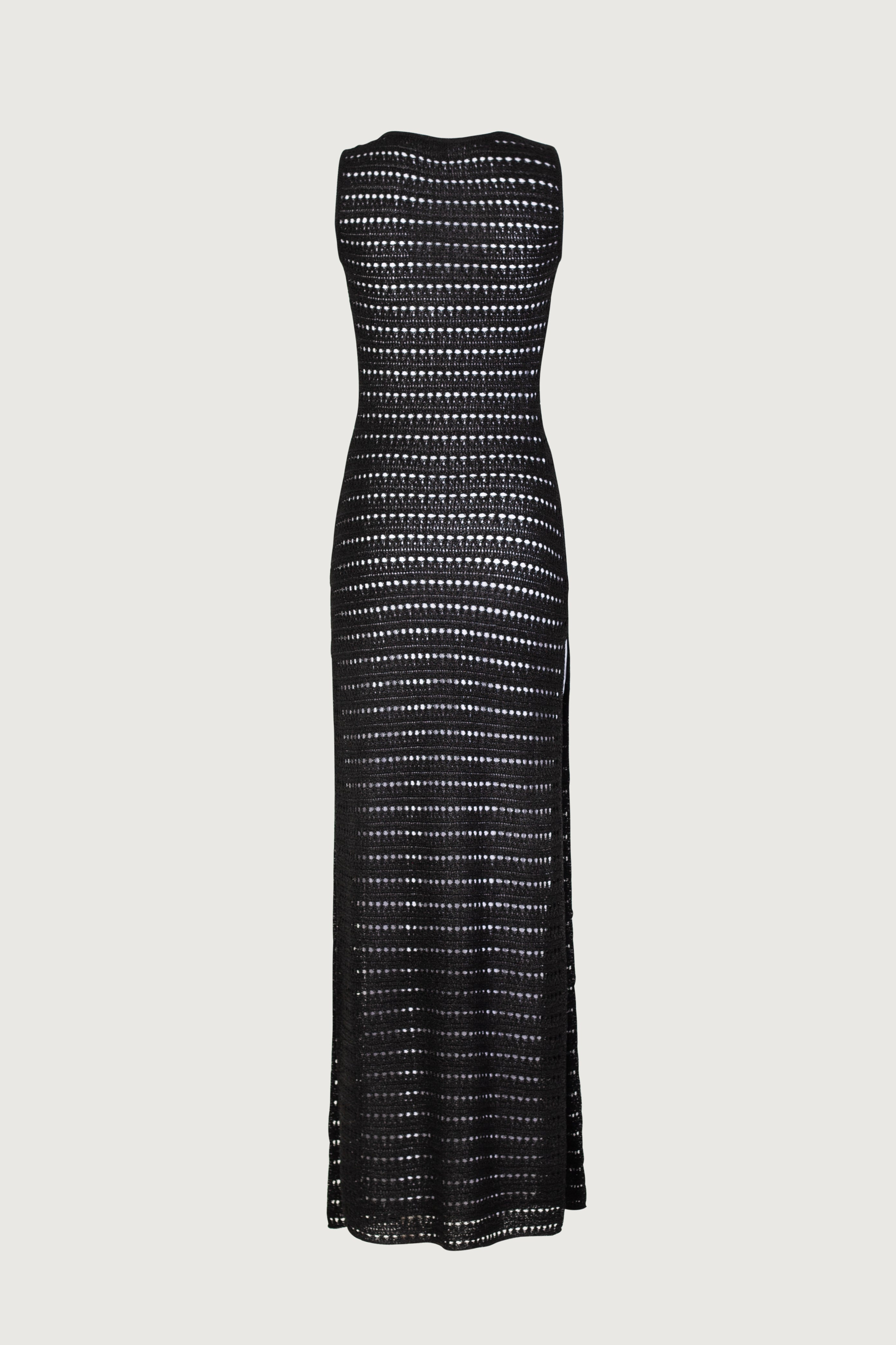 Rosette Sleeveless Crochet Dress (Black) - Celestial Couture