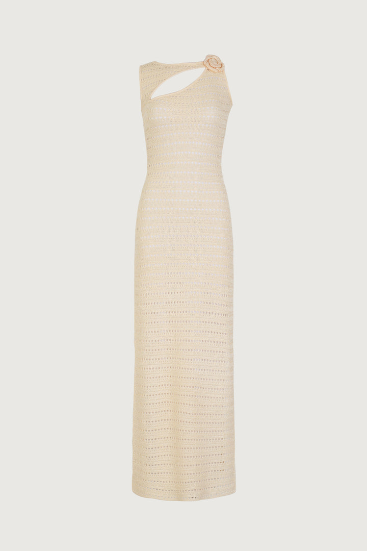 Rosette Sleeveless Crochet Dress (Cream) - Celestia Couture