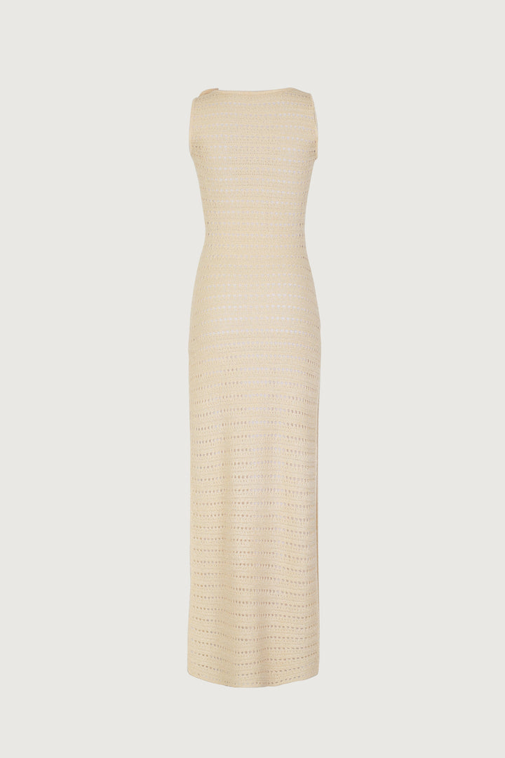 Rosette Sleeveless Crochet Dress (Cream) - Celestia Couture