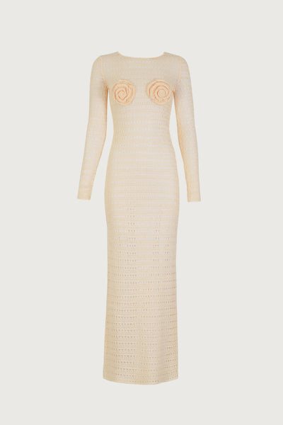 Rosette Crochet Dress (Cream) - Celestial Couture