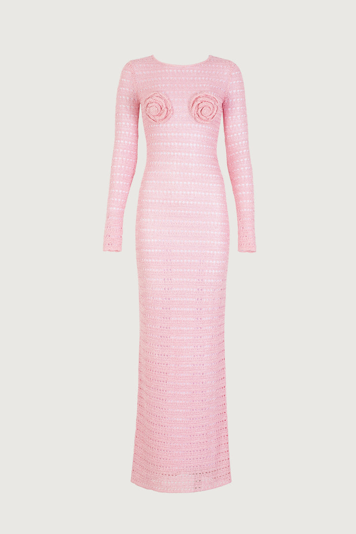 Rosette Crochet Dress (Pink) - Celestia Couture