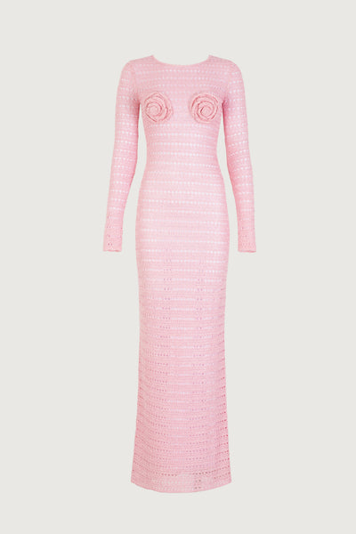 Rosette Crochet Dress (Pink) - Celestial Couture