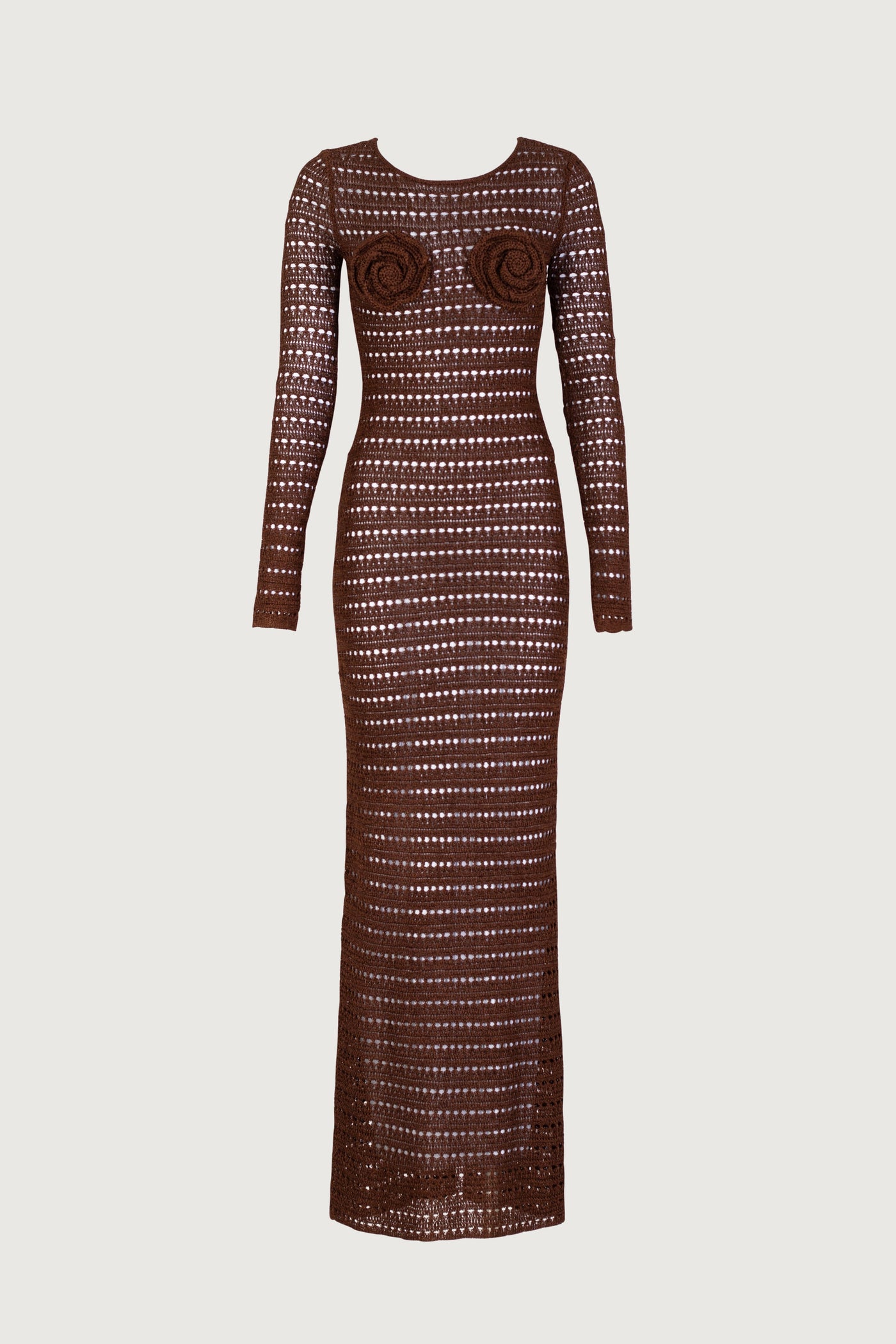 Rosette Crochet Dress (Chocolate Brown) - Celestial Couture