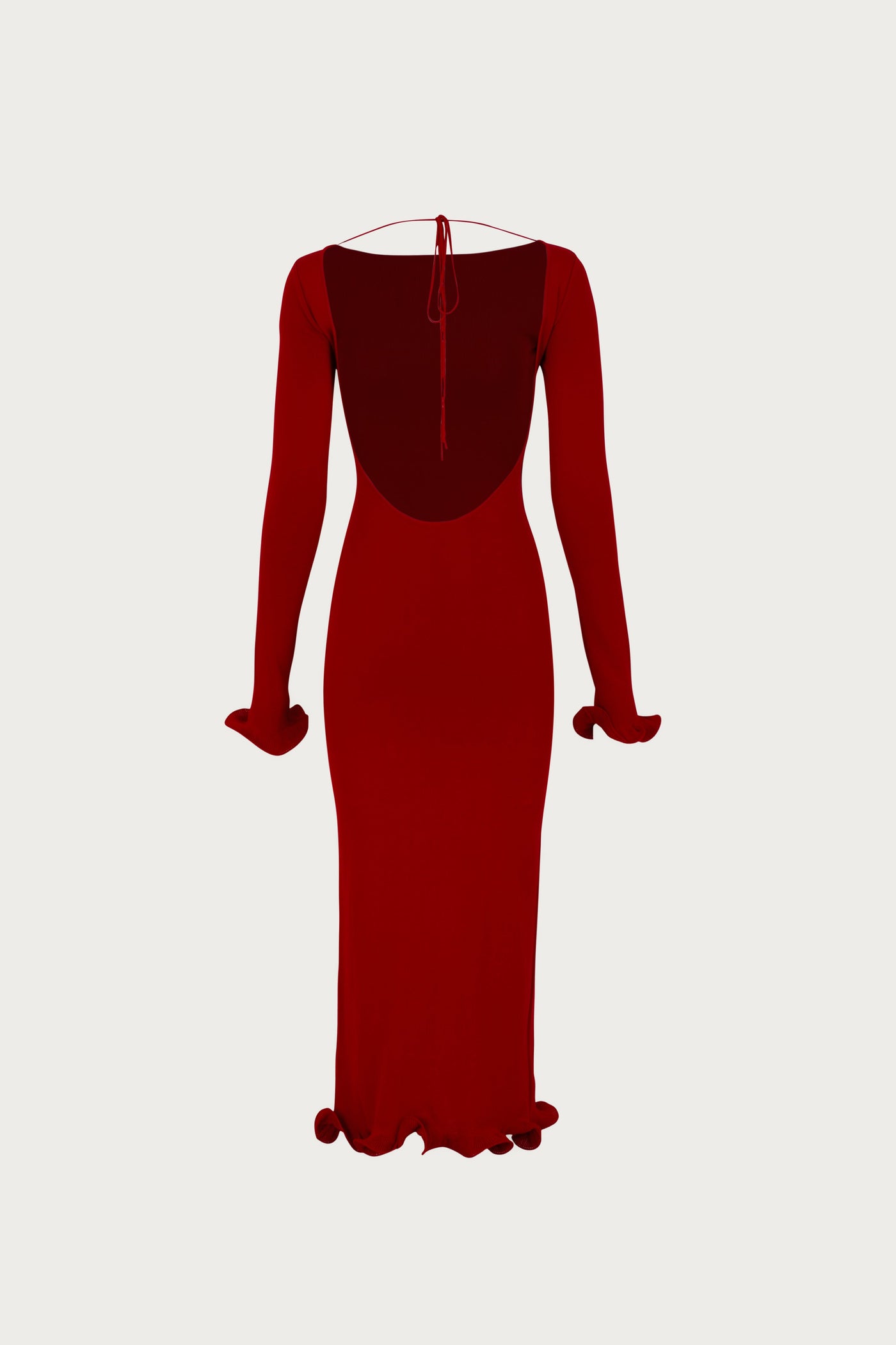 Ruffle Hem Midi Dress (Red) - Celestial Couture
