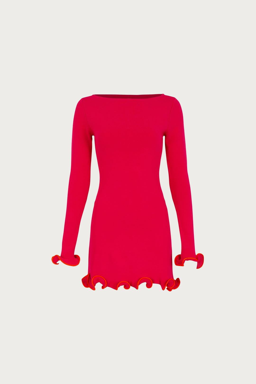 Ruffle Hem Mini Dress (Hot Pink/Orange) - Celestia Couture