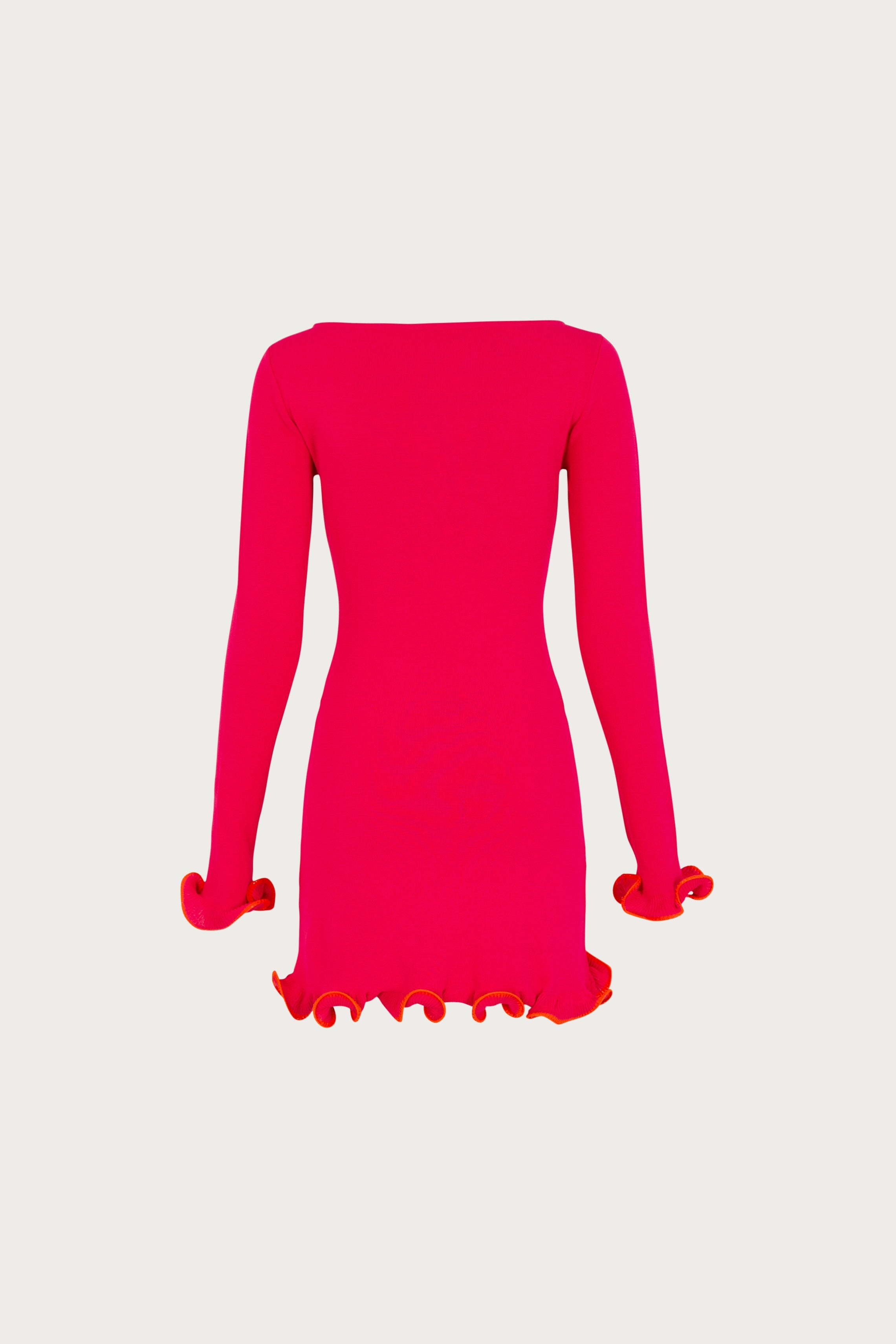 Ruffle Hem Mini Dress (Hot Pink/Orange) - Celestial Couture