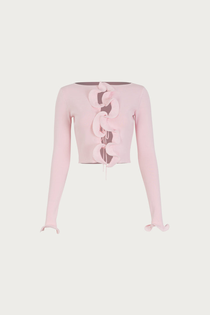 Ruffle Hem Top (Pale Pink) - Celestia Couture
