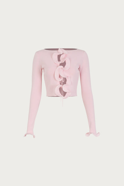 Ruffle Hem Top (Pale Pink) - Celestial Couture
