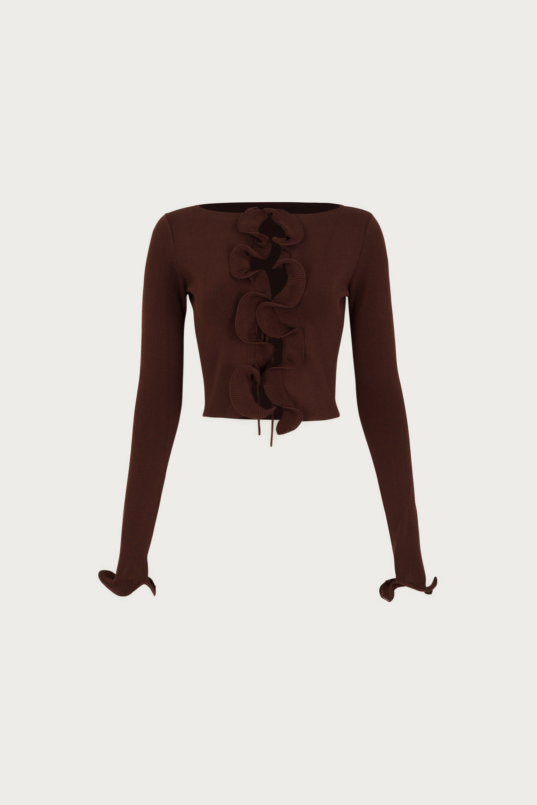 Ruffle Hem Top (Chocolate Brown) - Celestia Couture