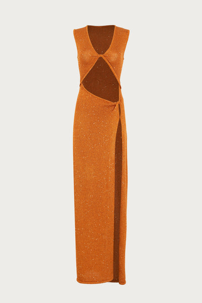 Cut Out Twist Dress (Copper Sequin) - Celestial Couture