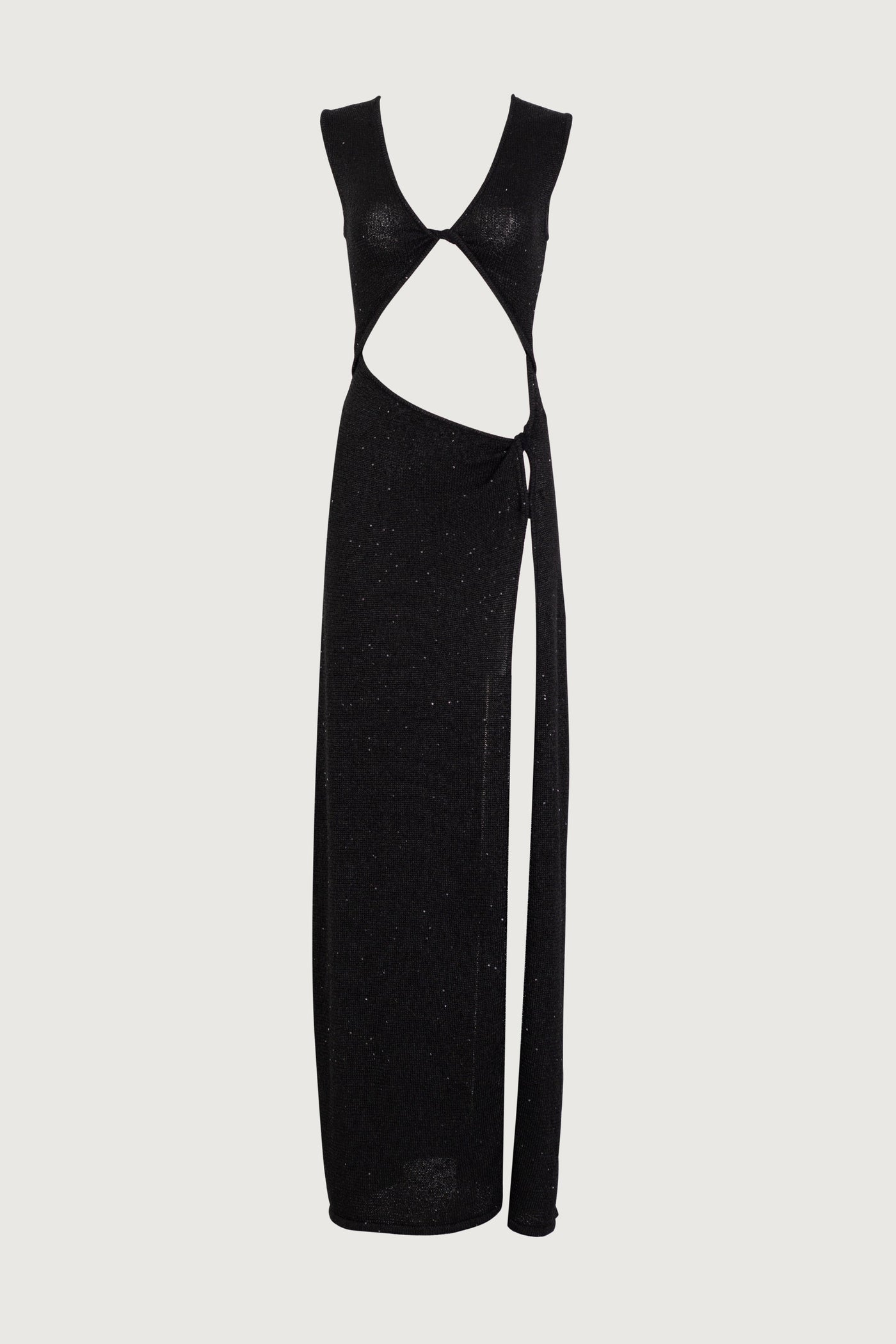 Cut Out Twist Dress (Black Sequin) - Celestial Couture
