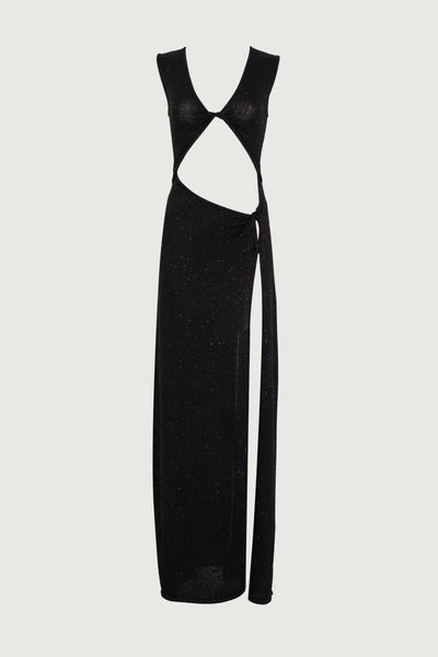 Cut Out Twist Dress (Black Sequin) - Celestial Couture