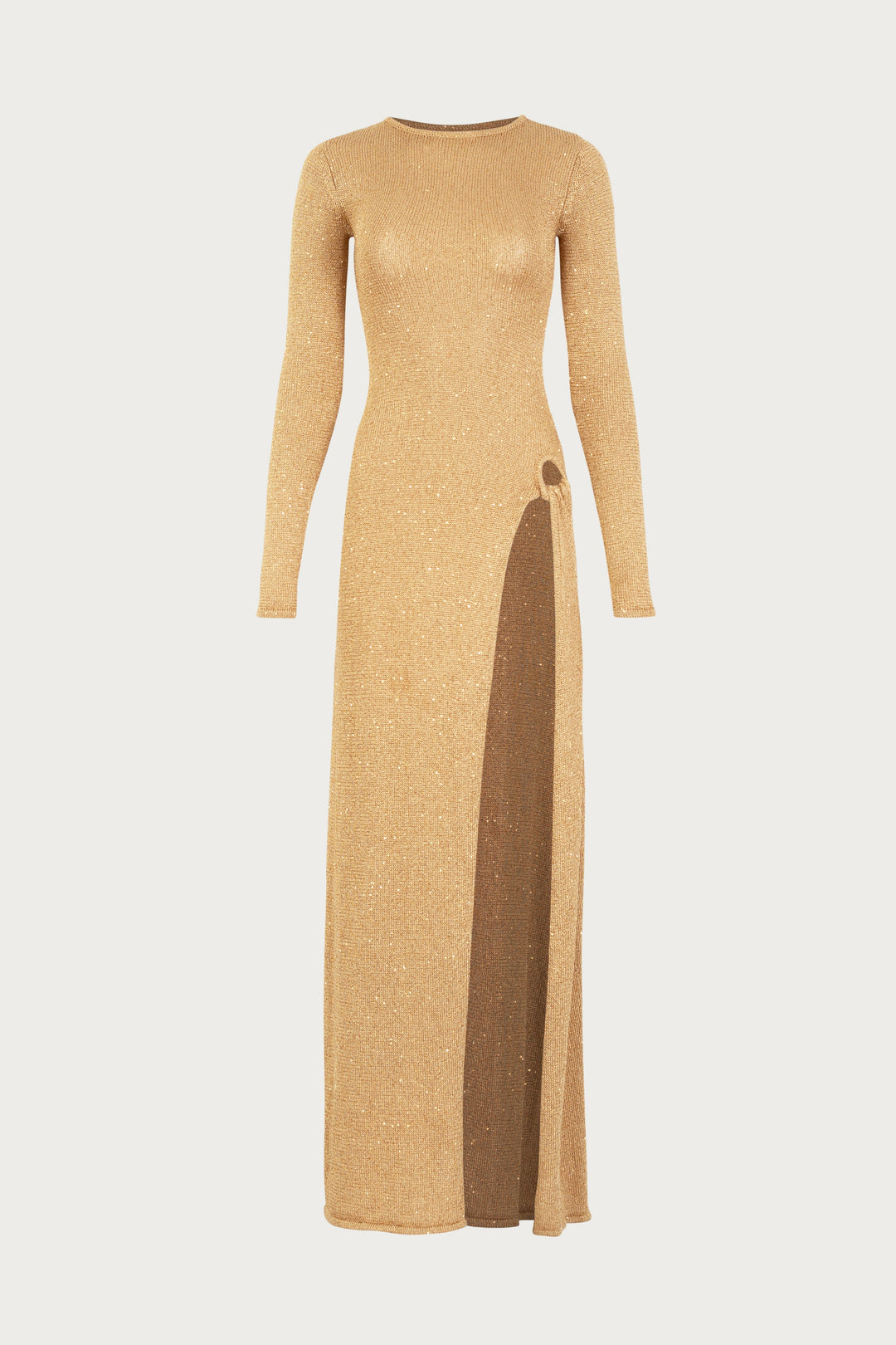 Long Sleeve Twist Dress (Gold Sequin) - Celestia Couture