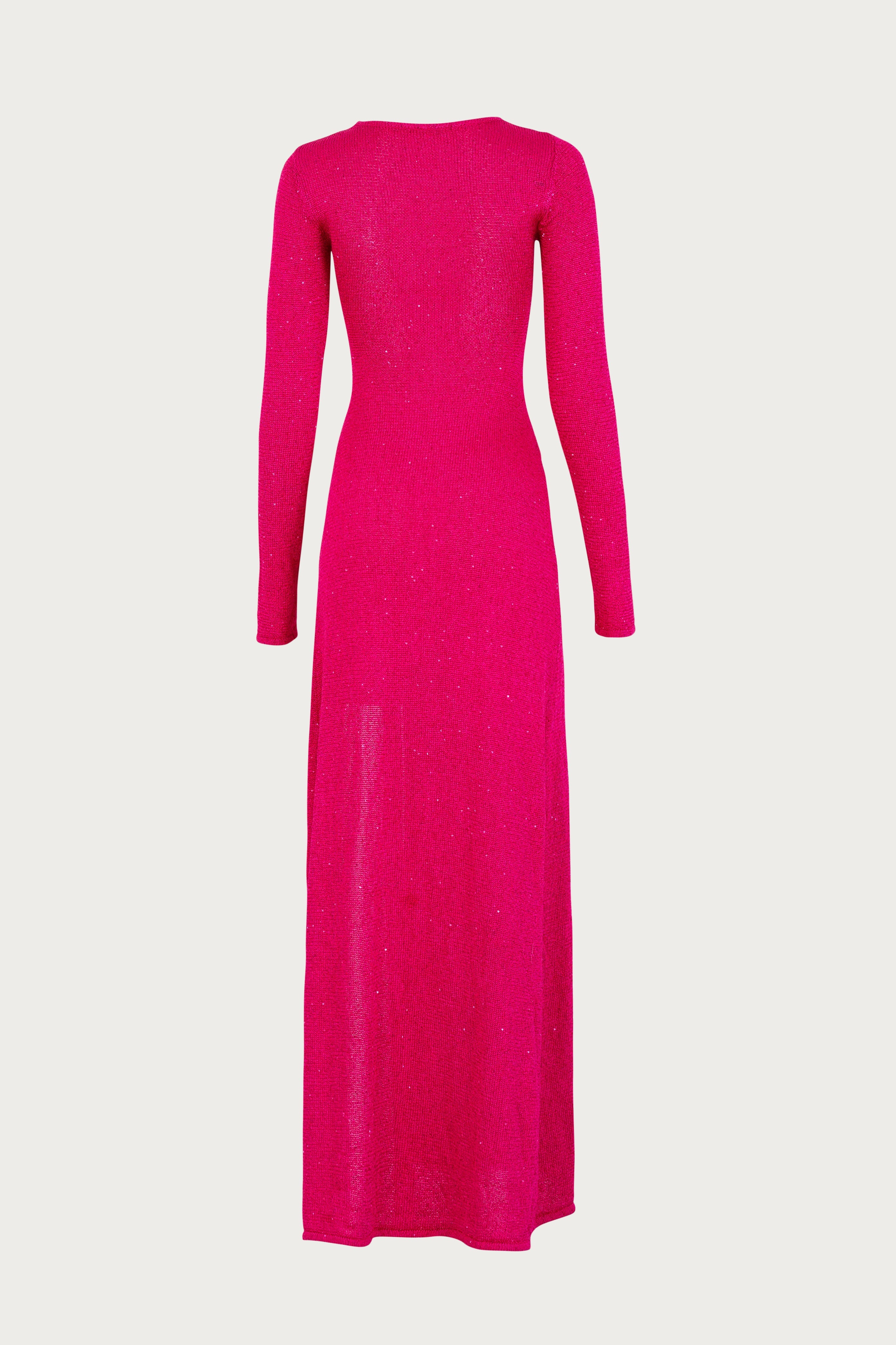 Long Sleeve Twist Dress (Hot Pink Sequin) - Celestial Couture