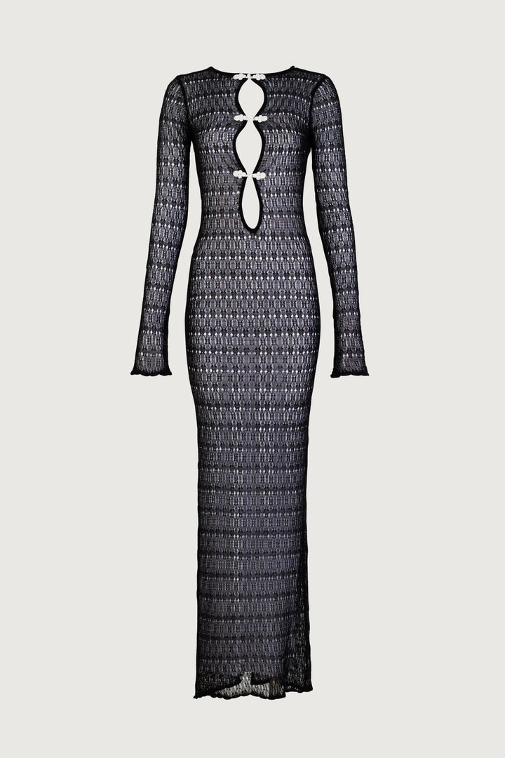 Keyhole Crochet Dress (Black/Cream) - Celestial Couture