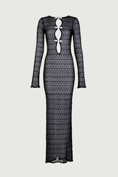 Keyhole Crochet Dress (Black/Cream) - Celestial Couture