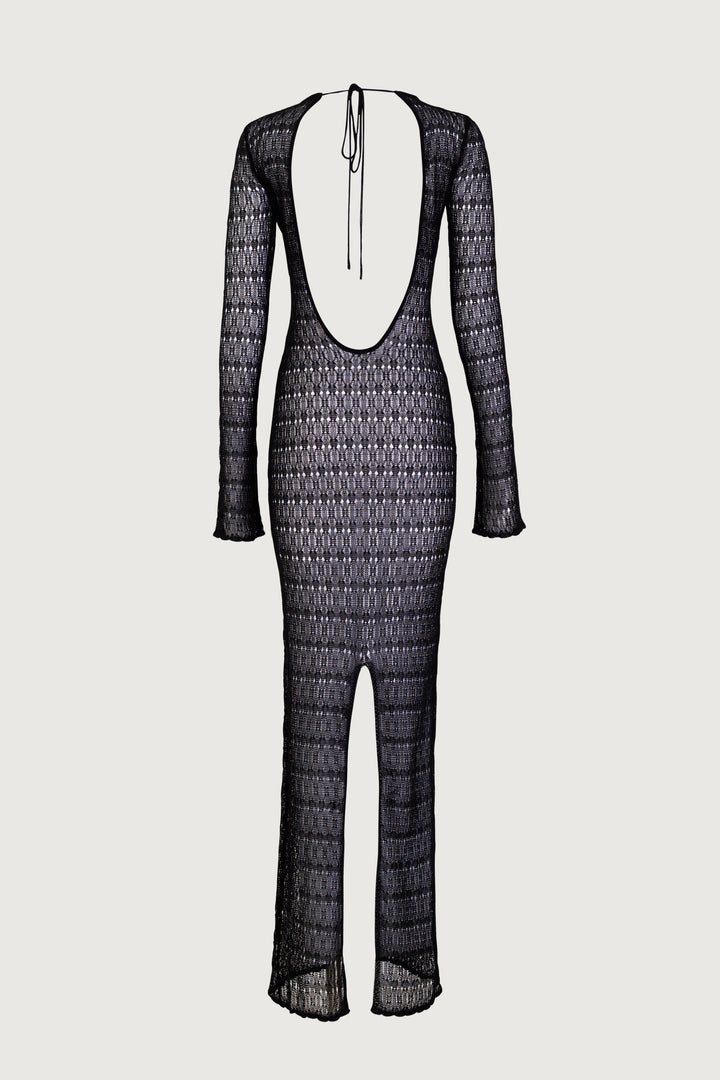 Keyhole Crochet Dress (Black/Cream) - Celestial Couture