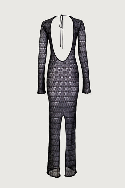 Keyhole Crochet Dress (Black/Cream) - Celestial Couture