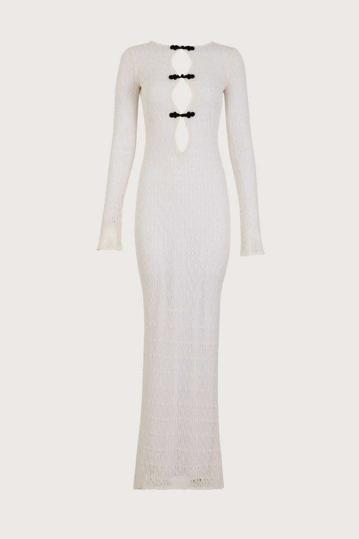 Keyhole Crochet Dress (Cream/Black) - Celestial Couture