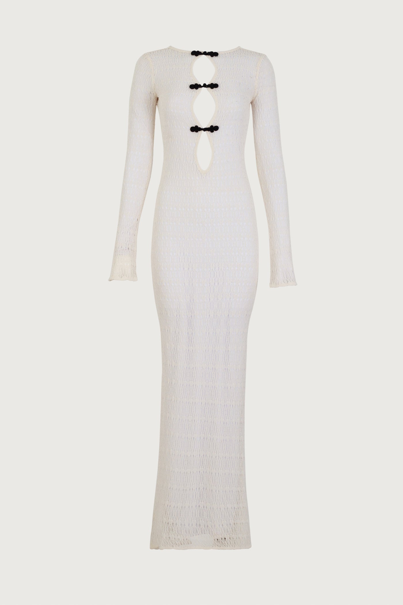 Keyhole Crochet Dress (Cream/Black) - Celestial Couture