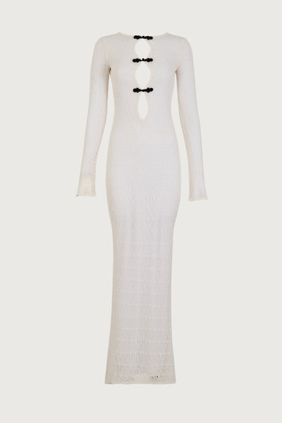 Keyhole Crochet Dress (Cream/Black) - Celestial Couture