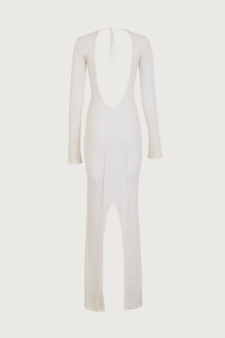 Keyhole Crochet Dress (Cream/Black) - Celestial Couture