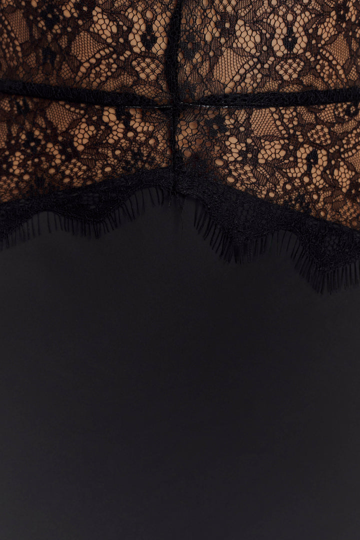 Dinah Lace And Satin Maxi Dress - Black