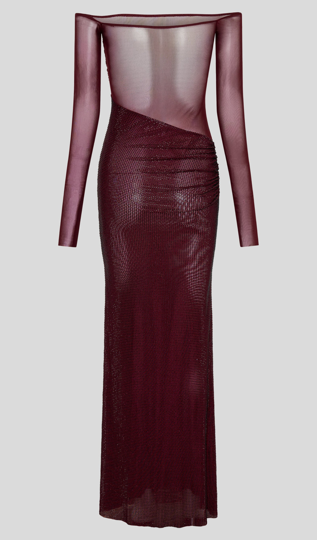 Diamante Off Shoulder Maxi Dress - Red - Celestia Couture