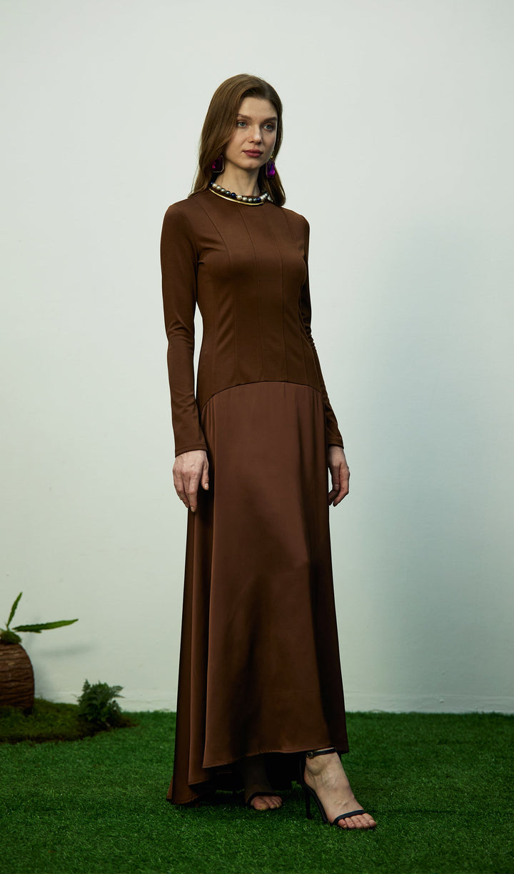 Trendy Knitted Satin Maxi Dress - Celestia Couture