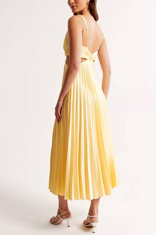 EVA™ | Cut Out Waist Sleeveless Pleated Maxi Dress - Celestia Couture