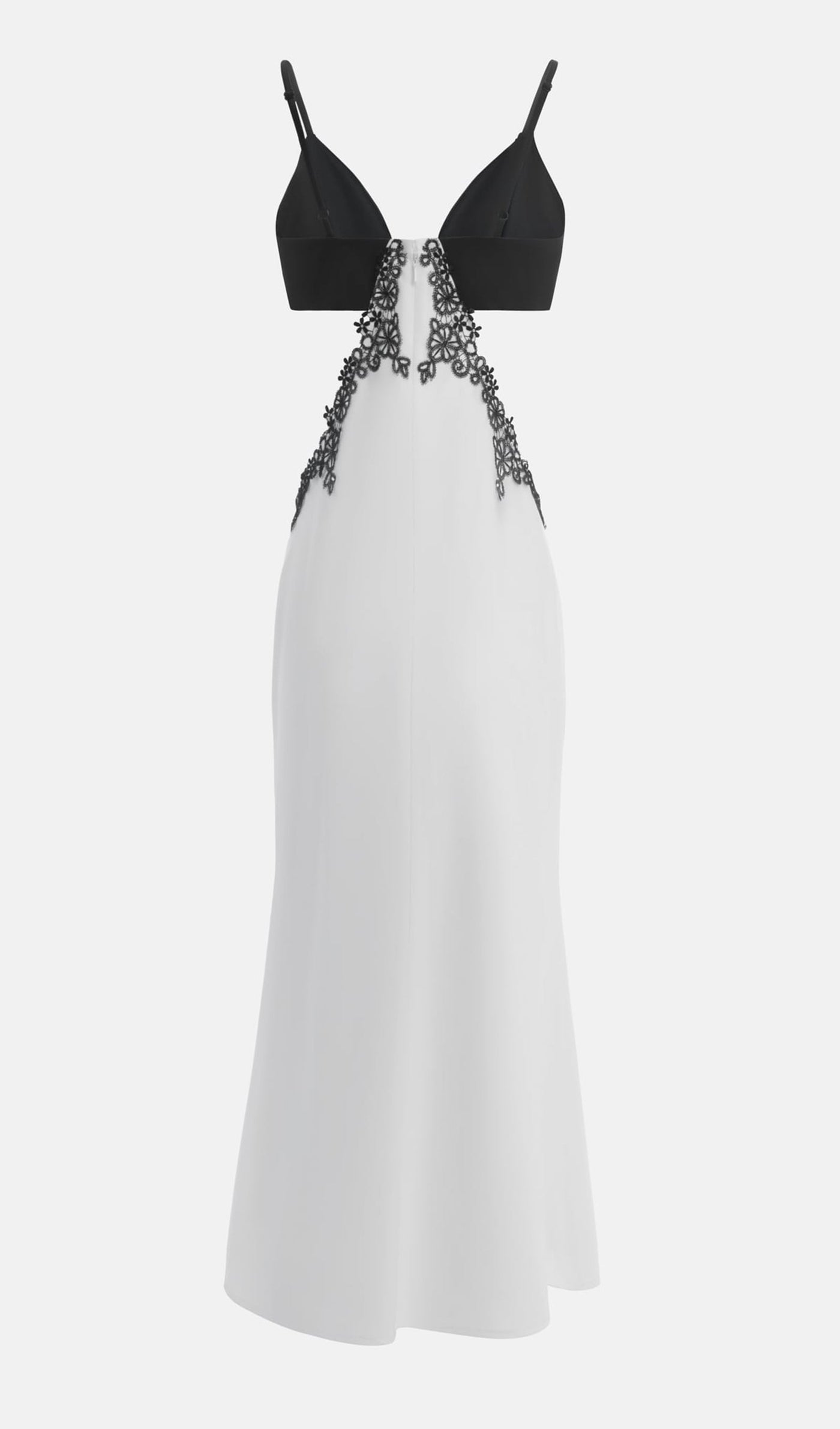 Cut Out And Contrast Lace Insert Midi Dress