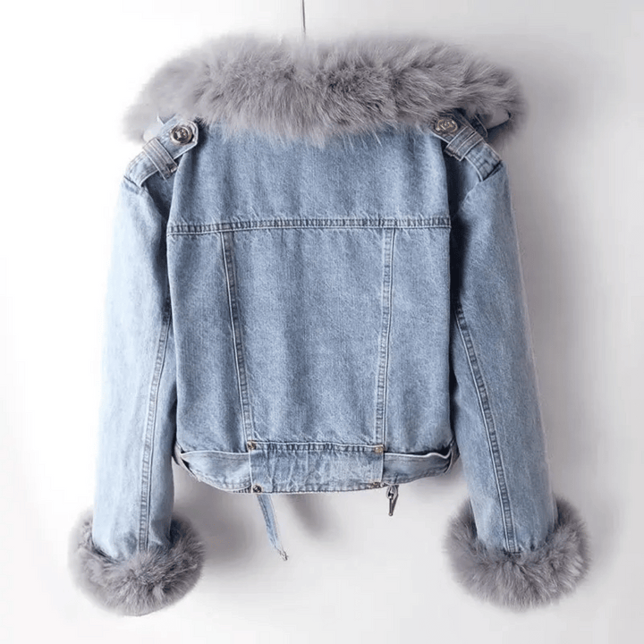 Mona Urban Elegance Denim &amp; Fur Jacket