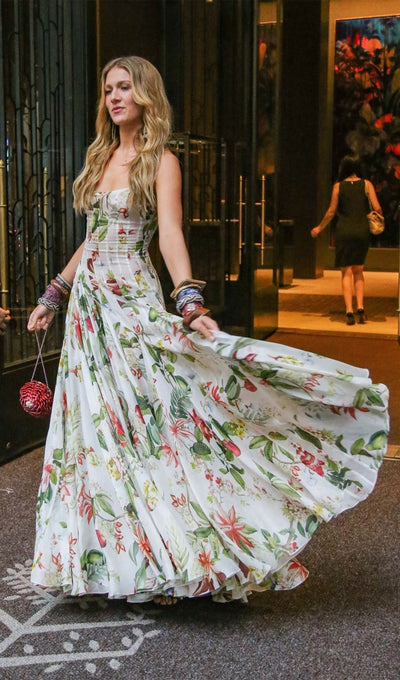 Floral Ruched Floral And Fauna Maxi Dress