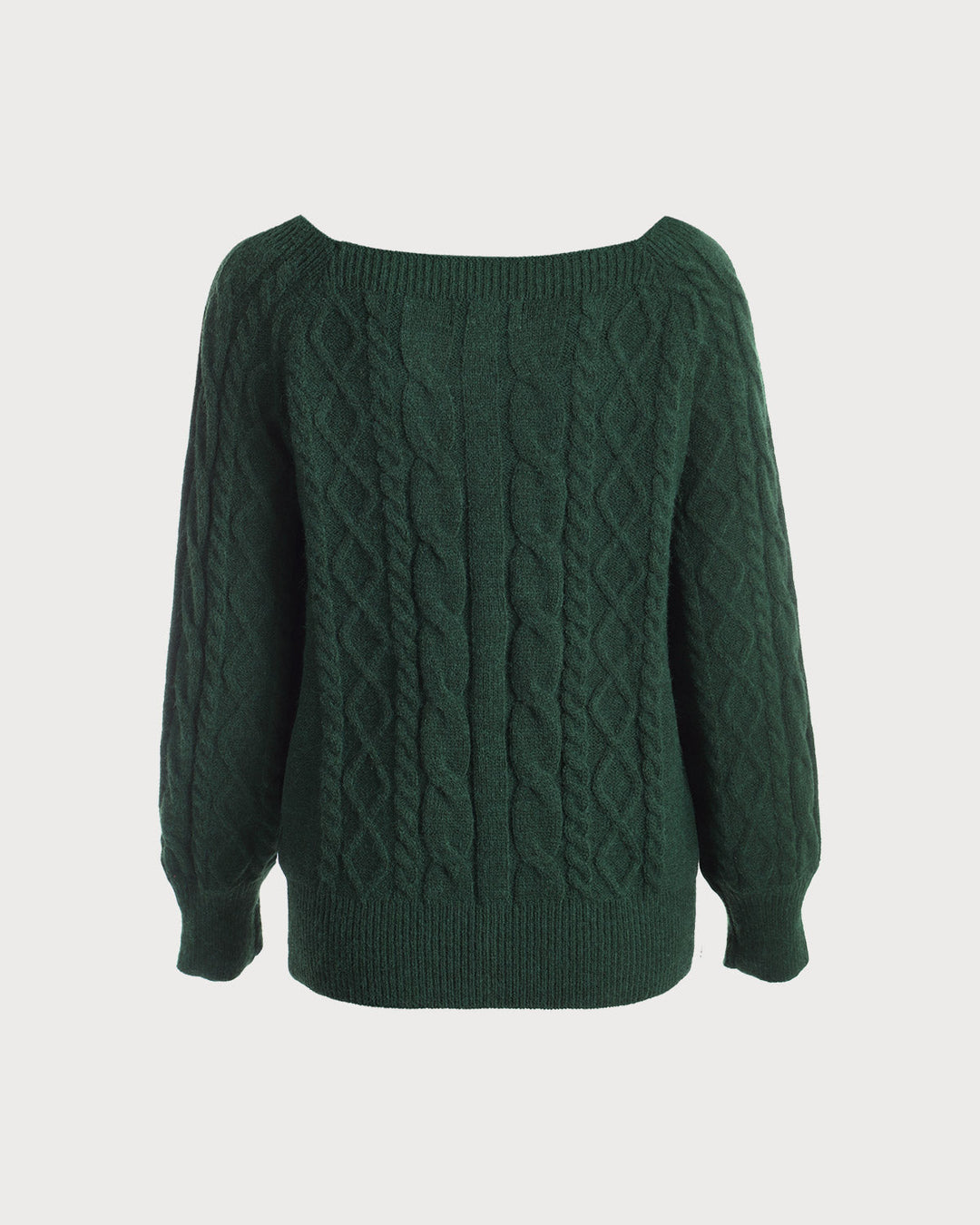 Green Romance Cable Knit Crew Sweater - Celestia Couture