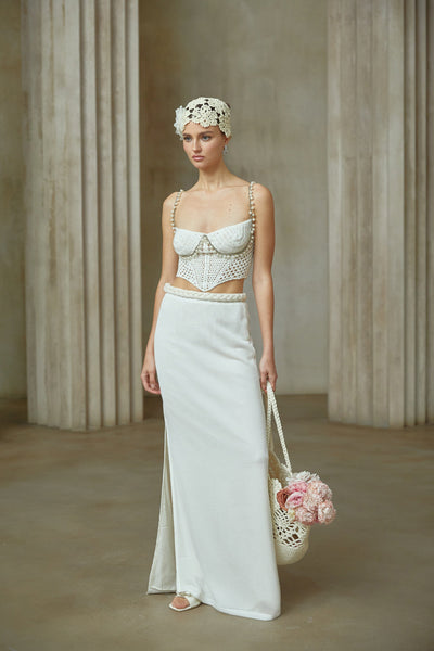 Prunelle Crochet Knit Two-Piece Top and Skirt Set