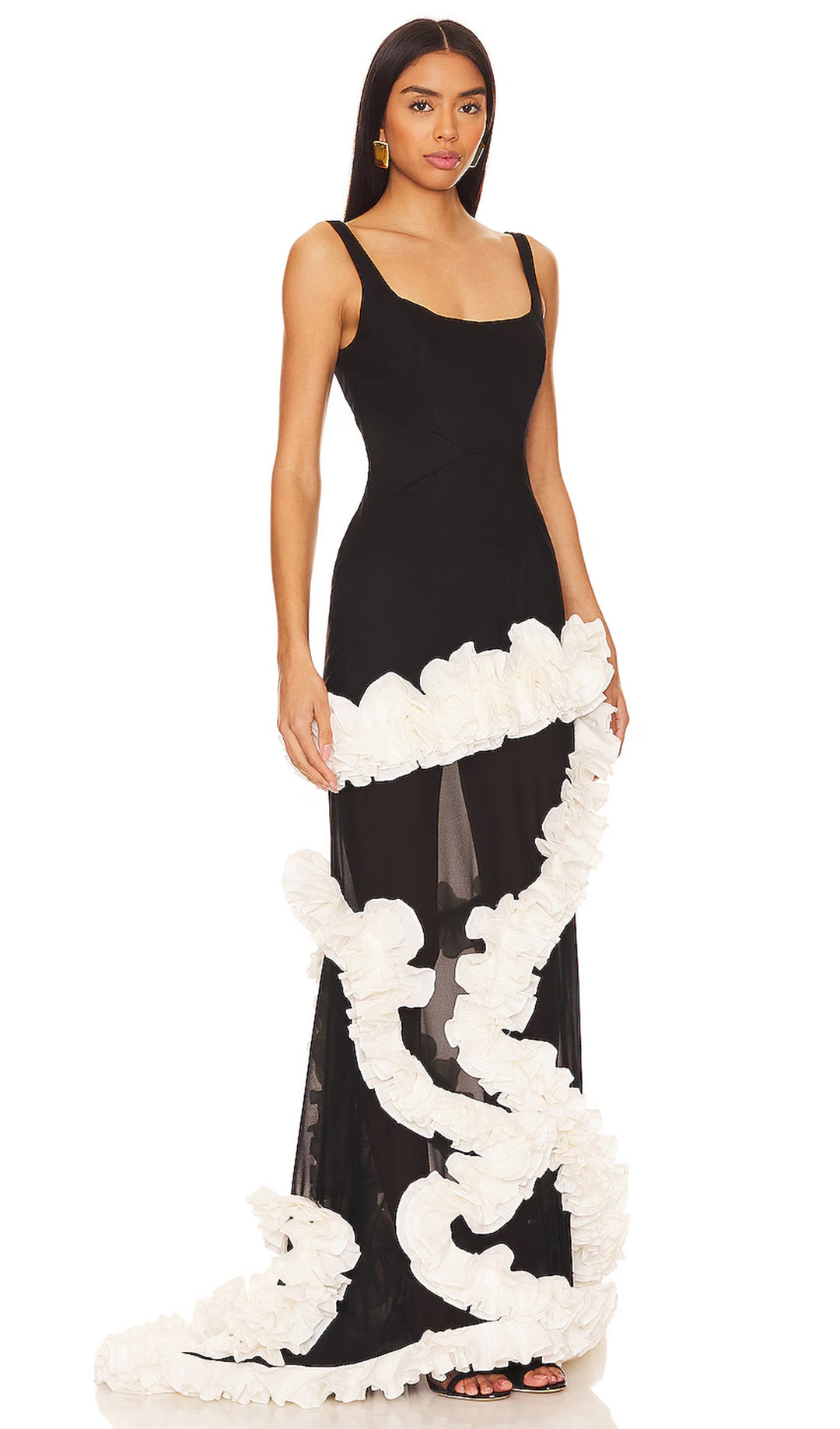 Wisteria Gown Maxi Dress In Black &amp; White - Celestia Couture