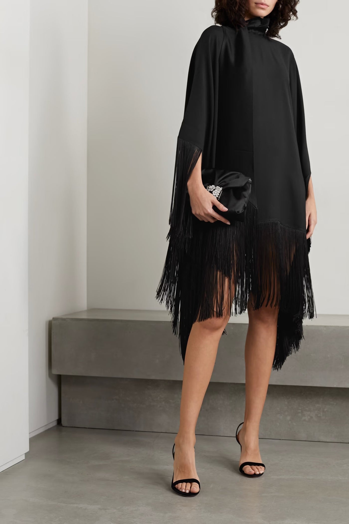 Celestia Women's Black Fluid Crepe  Kaftan
