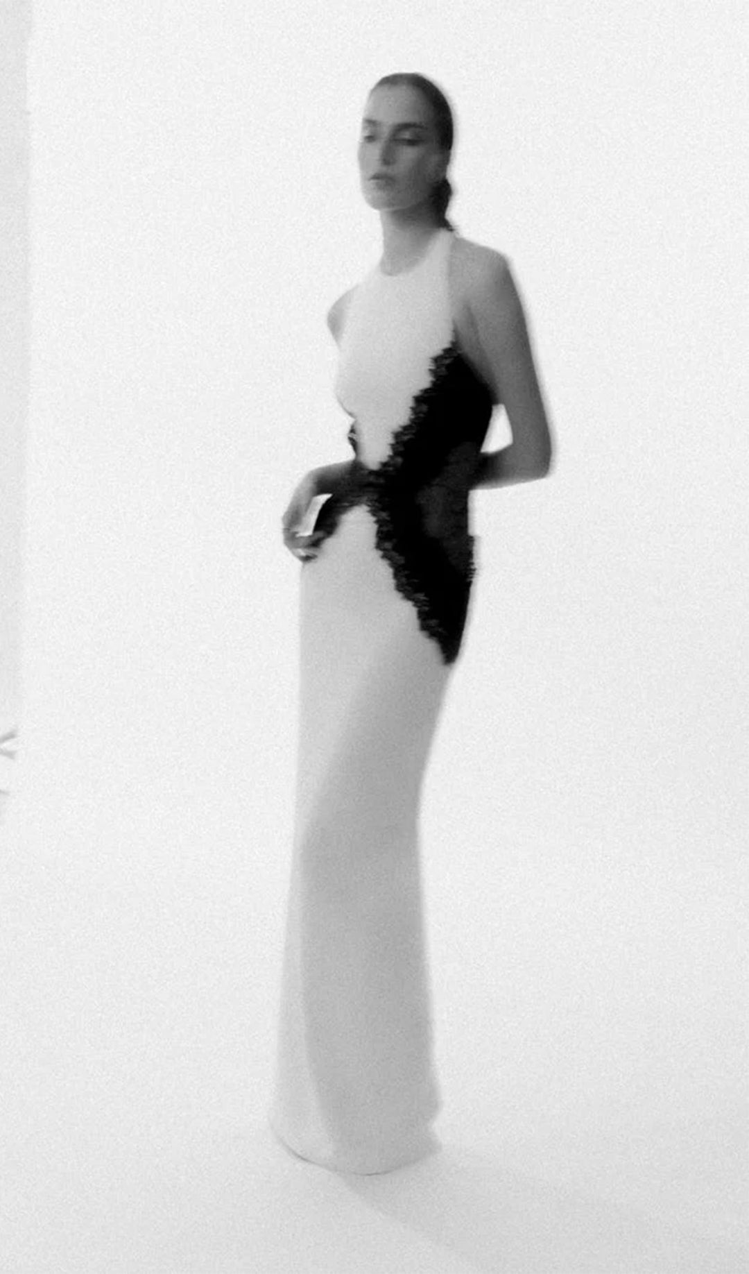 Open Back Maxi Dress In Crepe &amp; Lace - Celestia Couture