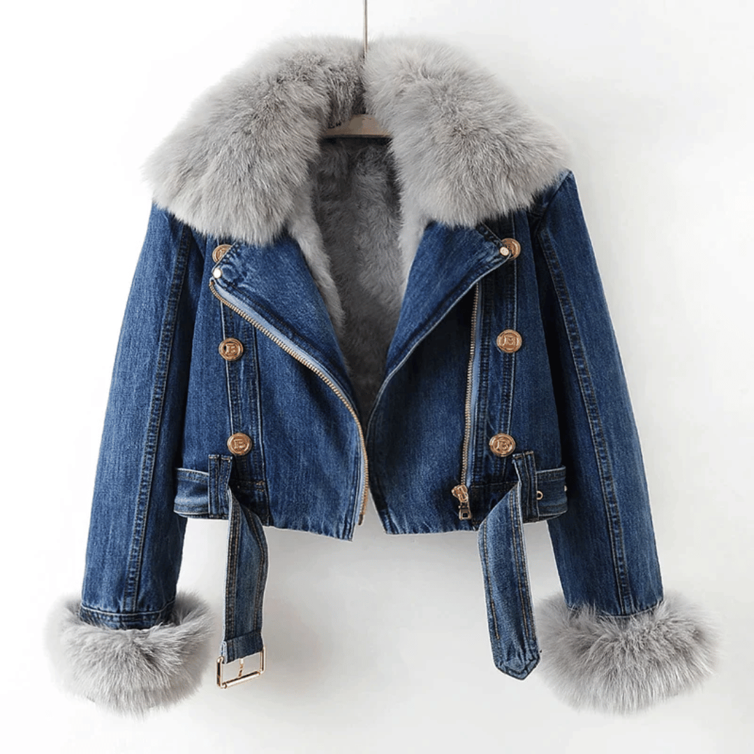 Mona Urban Elegance Denim &amp; Fur Jacket