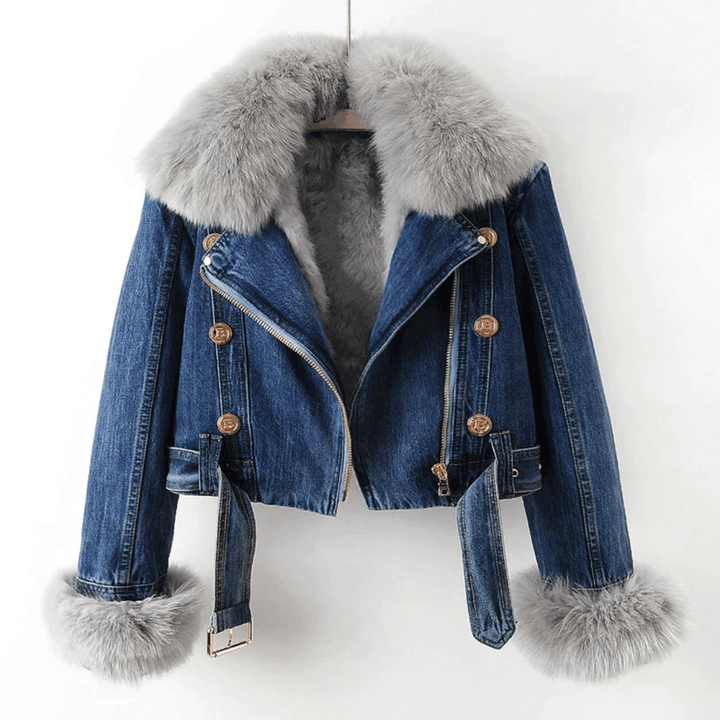 Mona Urban Elegance Denim &amp; Fur Jacket