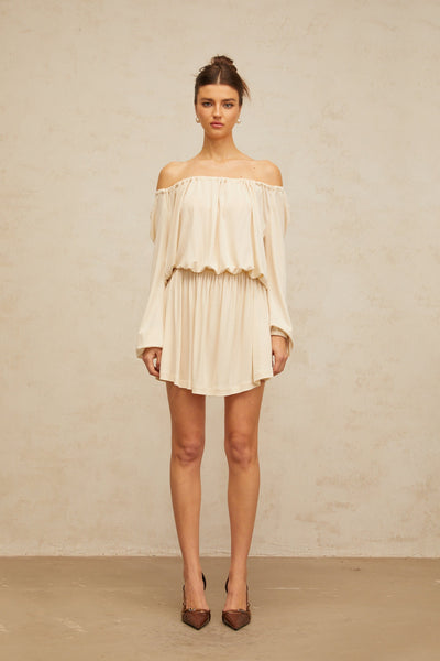 Emma neutrals structured-design mini dress