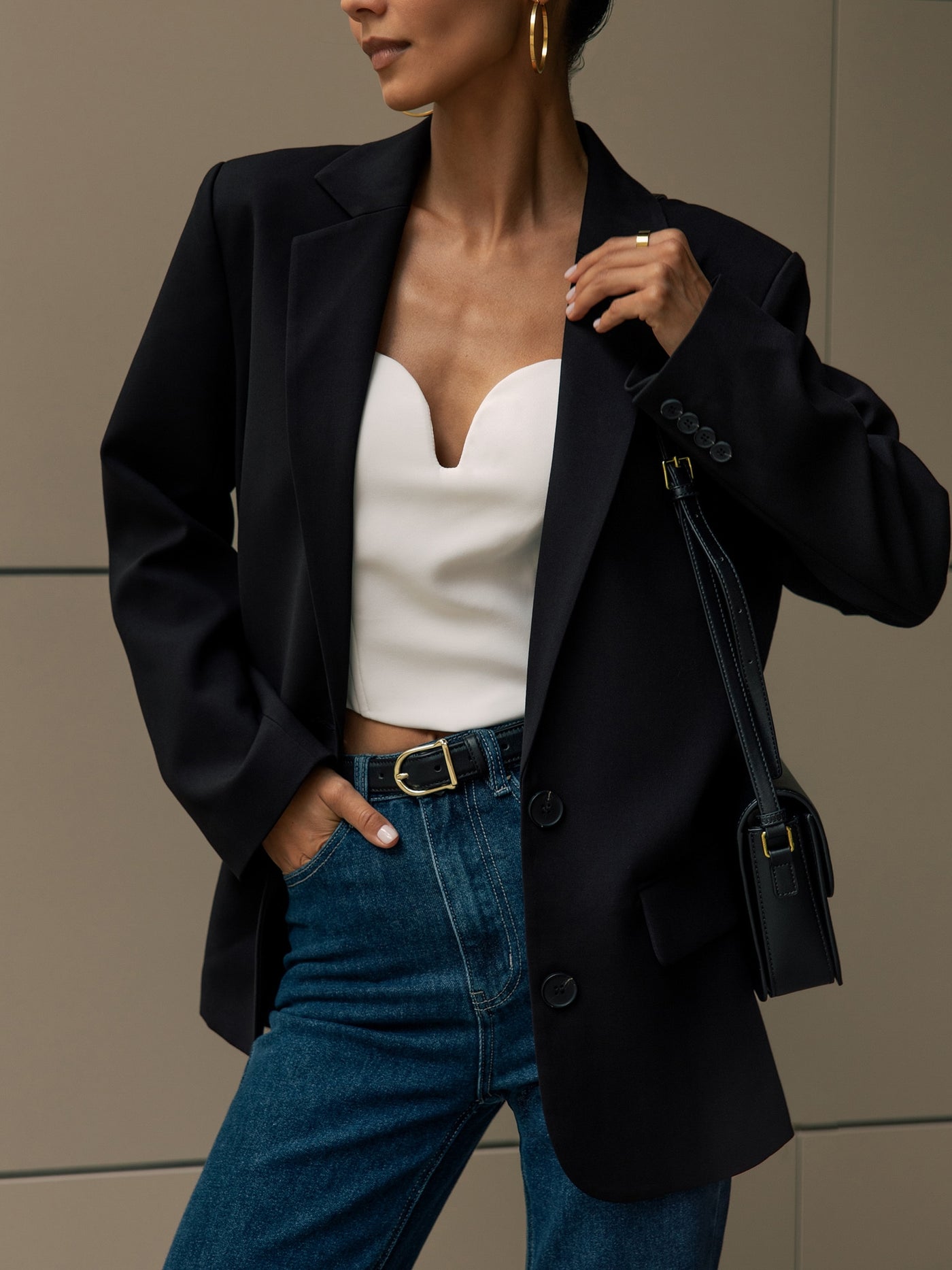 MONA  Black Single-Breasted Suit Jacket